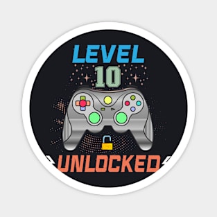 Level 10 Unlocked 10th Birthday Gamer Gifts 10 Year Old Boys Magnet